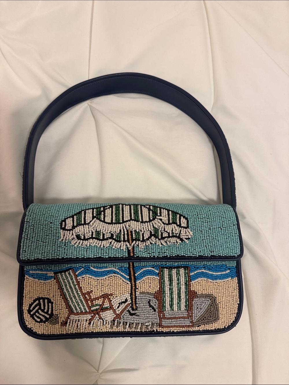 Staud Beaded Beach Scene Tommy Bag